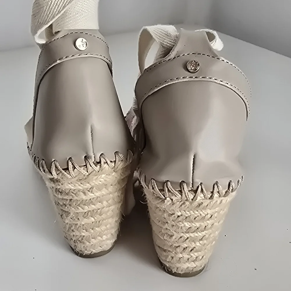 Sam Edelman Patsy Woven Multicolor Ankle Tie Wedge Espadrille Shoes Size 8